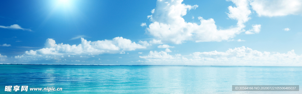 海浪天空蓝色清新背景素材