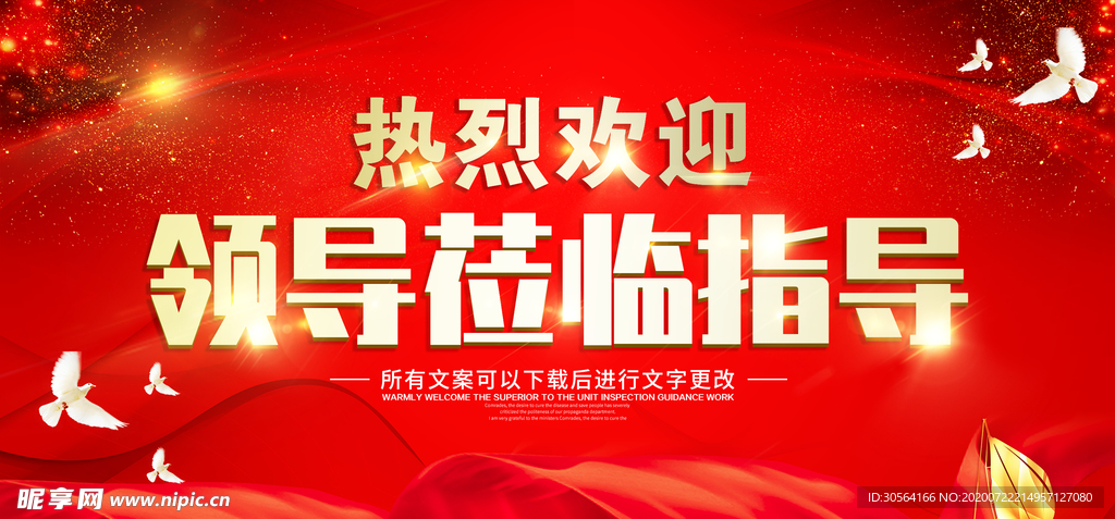 欢迎领导指导欢迎标语海报素材