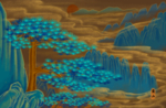 松树国风古风插画卡通背景素材