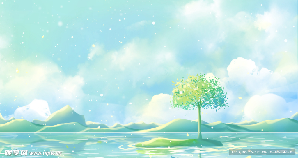 天空手绘插画背景图