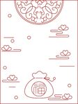 春节红色的福袋线条海报