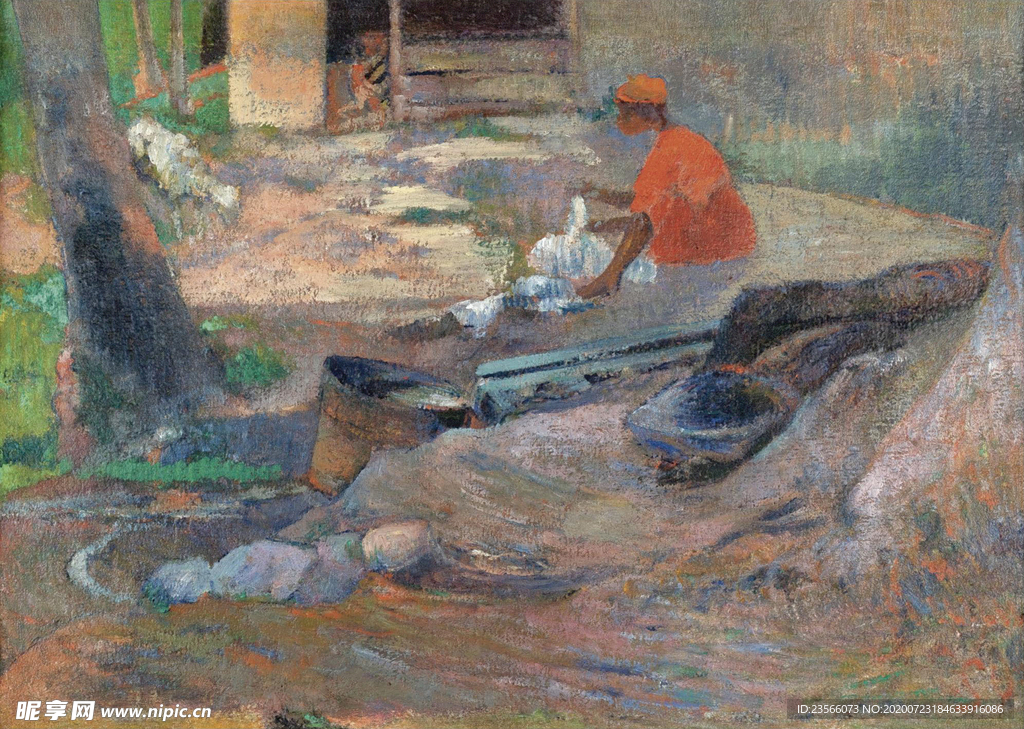 田园风景树林油画