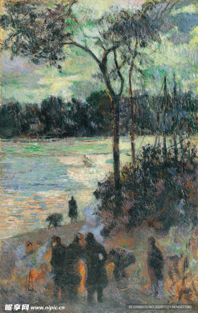 田园风景树林油画