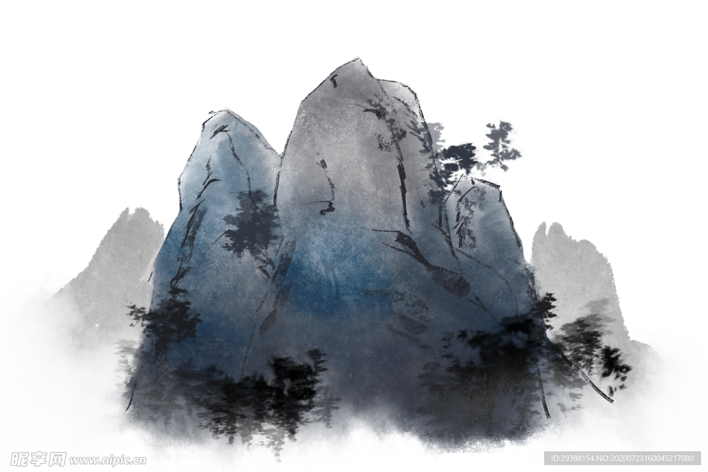 水墨画 山