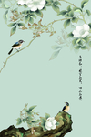 山水古风清新墙画壁纸背景素材