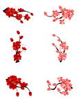 红色梅花中国风花卉贺卡素材