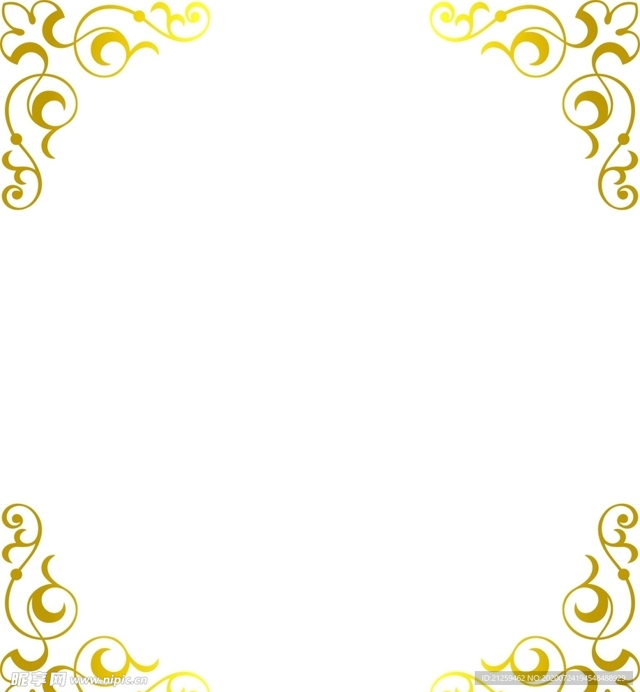 金色欧式简约花纹角框
