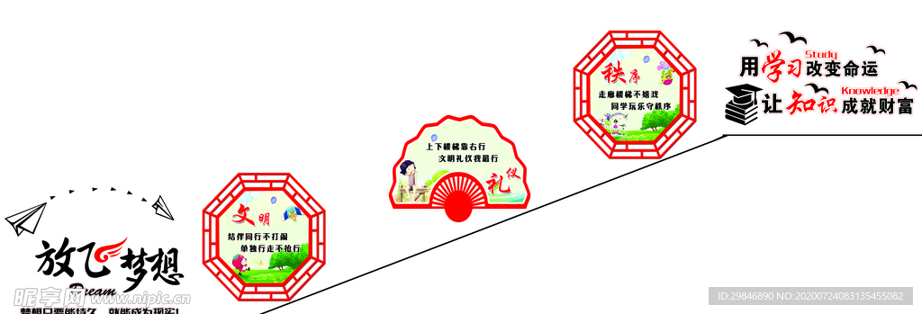 校园楼梯文化 国学 传统文化