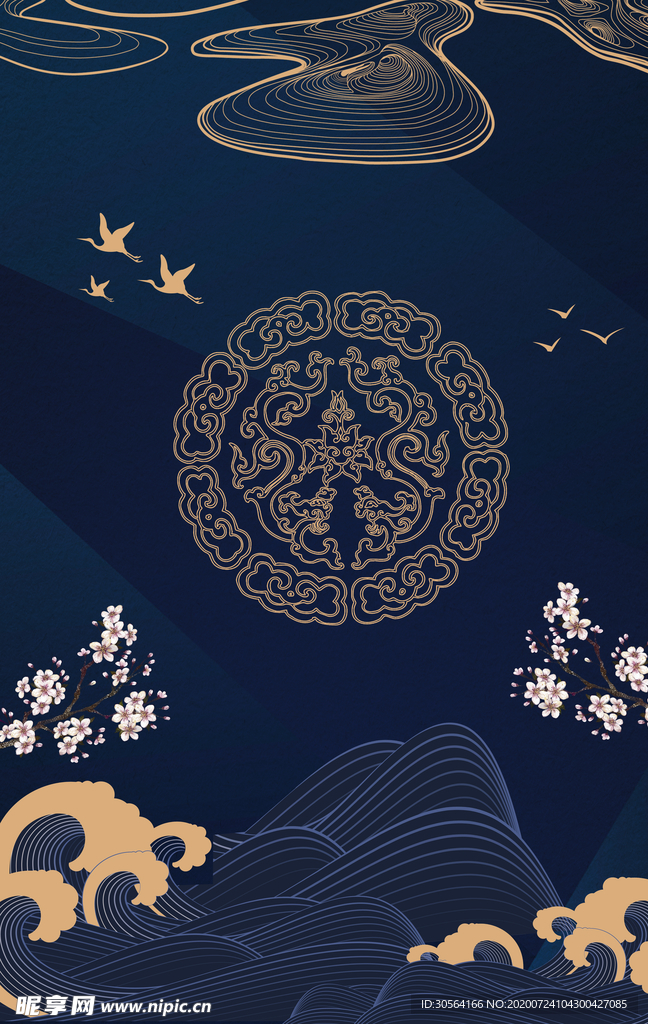 地产传统复古插画背景素材
