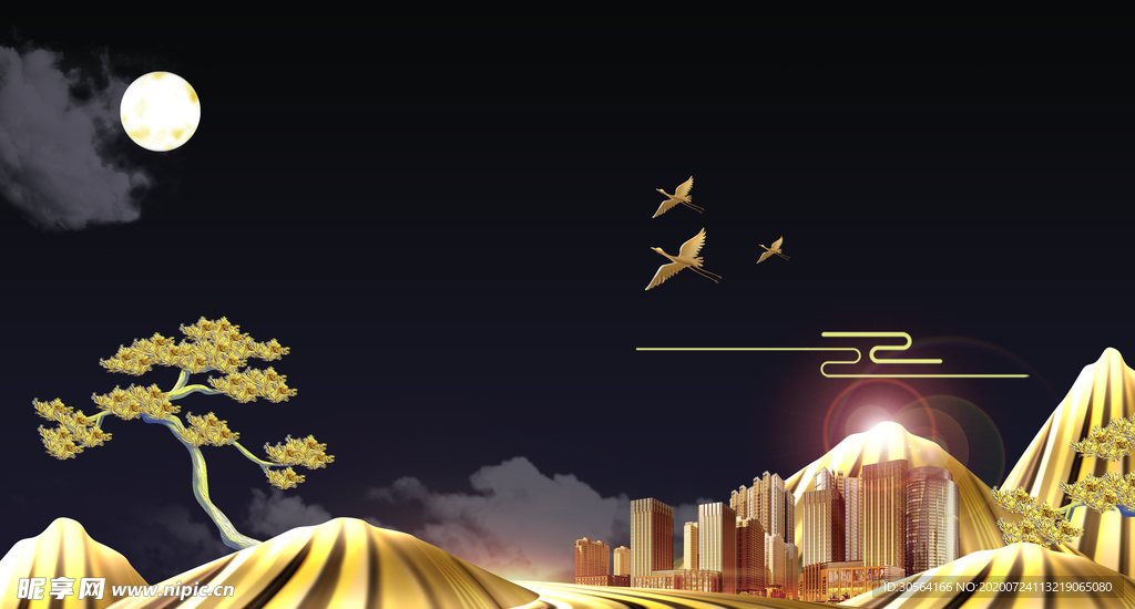 地产古风传统国风插画素材