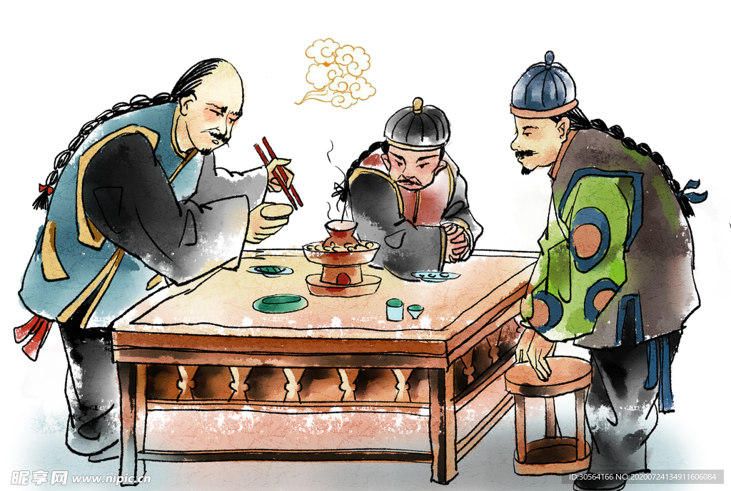餐馆人物复古餐厅壁纸背景素材