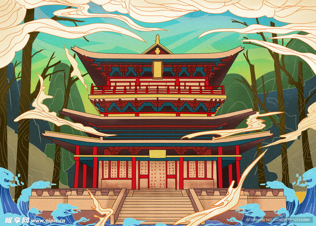 宫殿传统国风古风背景素材