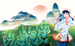 女性人物国风古风插画背景素材