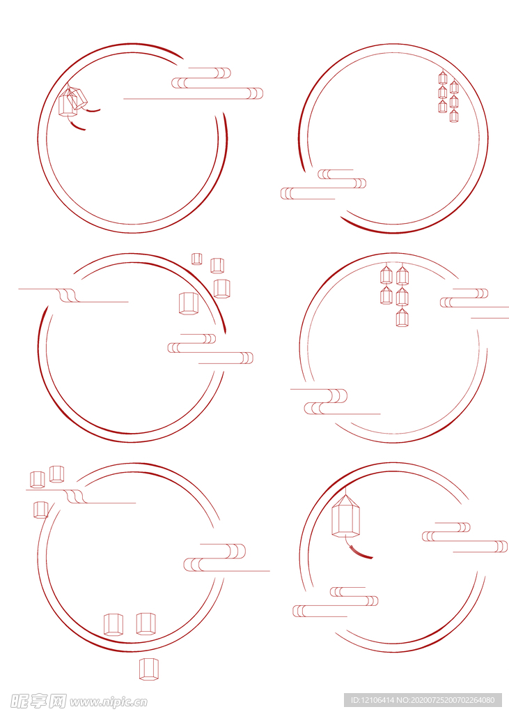 矢量云纹灯笼节日节庆中国风边框