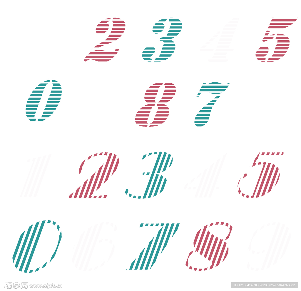 数字斜体复古风格