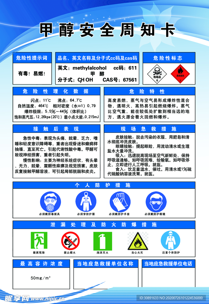 甲醇安全周知卡