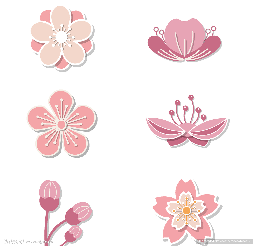桃花素材手绘花瓣ai设计