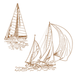 手绘帆船大海元素