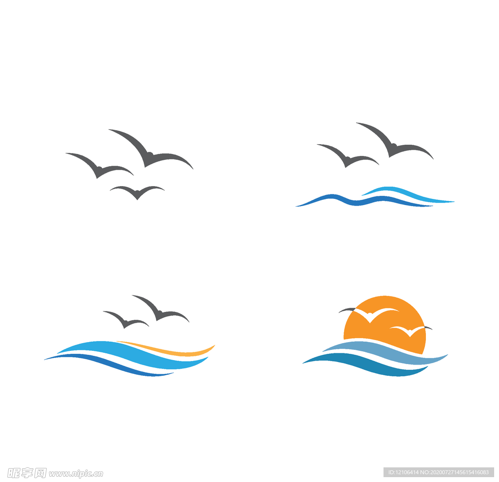 海鸥符号和图标矢量图