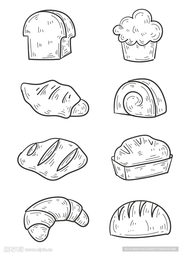 手绘烘焙面包插画