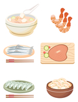 饺子豆腐汤肉矢量