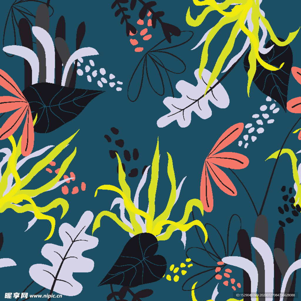手绘花纹印花