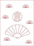 春节红色扇子边框海报