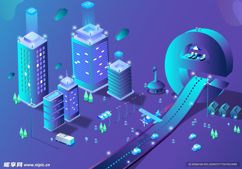 科技未来城市立体海报素材