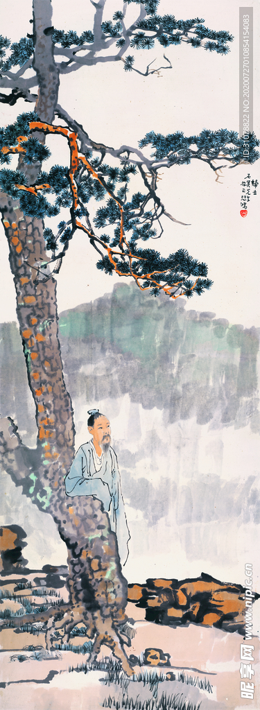 中国风松树国画