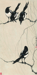树枝花鸟国画