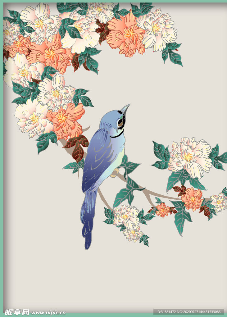 花鸟国画插画