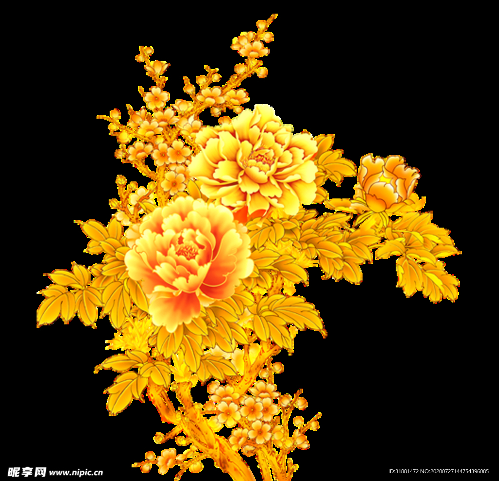 复古 中国风 牡丹花