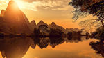 日暮的桂林山水风景摄影图