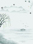 立春水墨山水素材背景