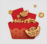 中国风红包金元宝免抠元素