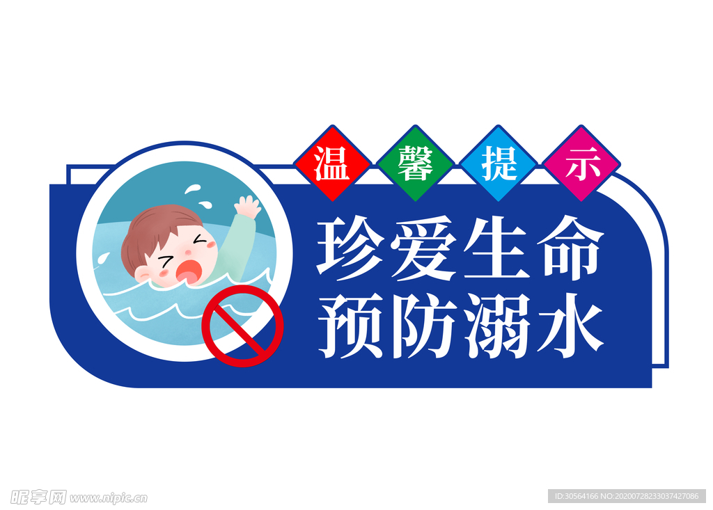 预防溺水标语警告牌海报素材