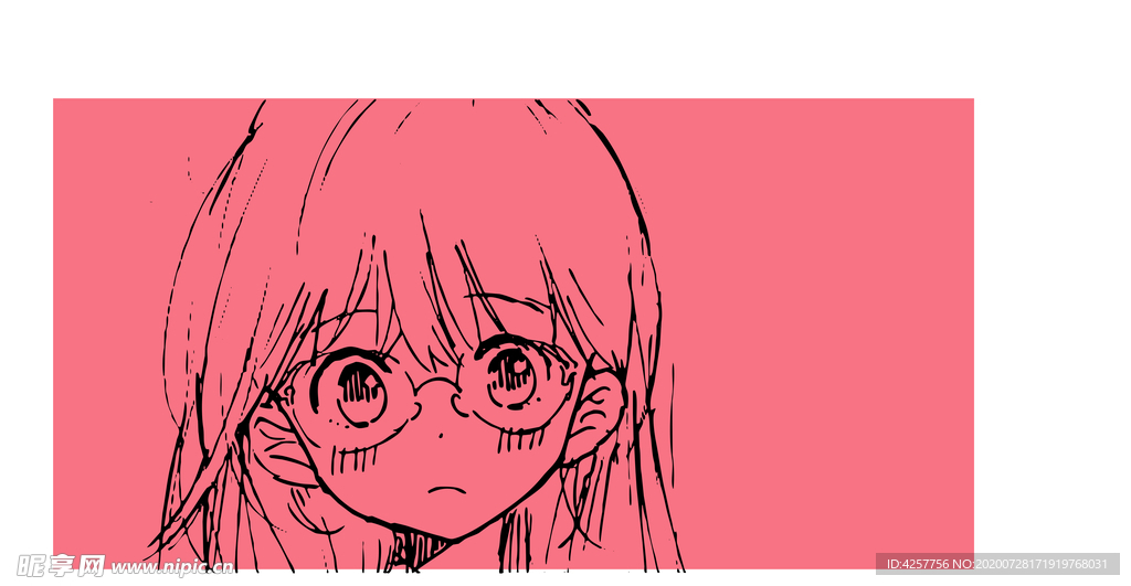 卡通漫画女孩手绘线条