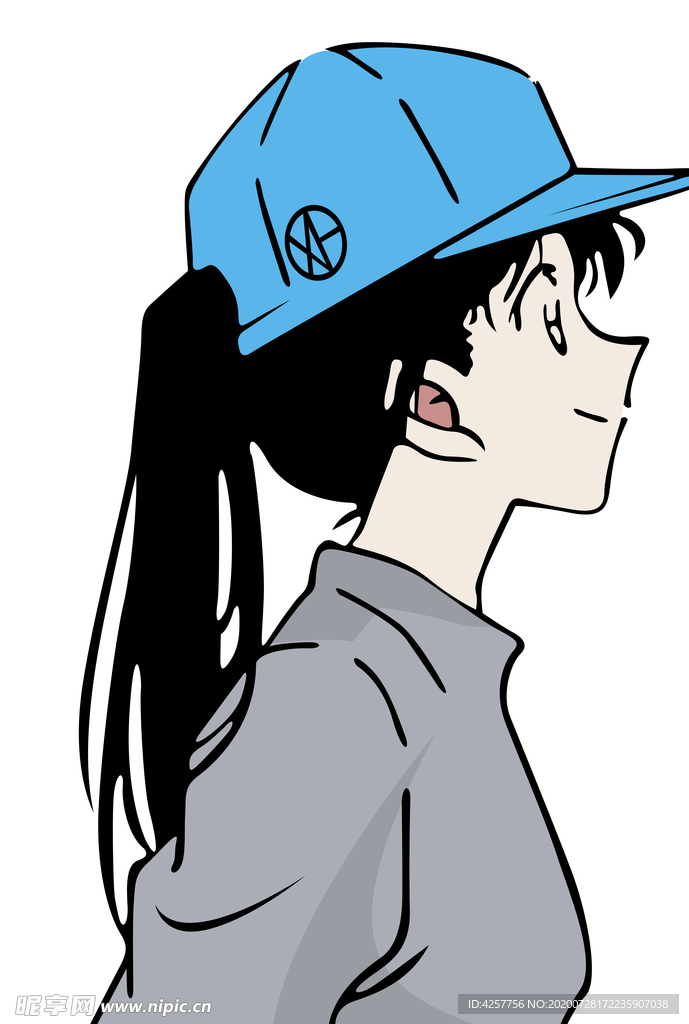 情侣T恤前胸图案女孩戴帽子