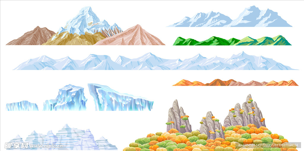 山 插画 失量