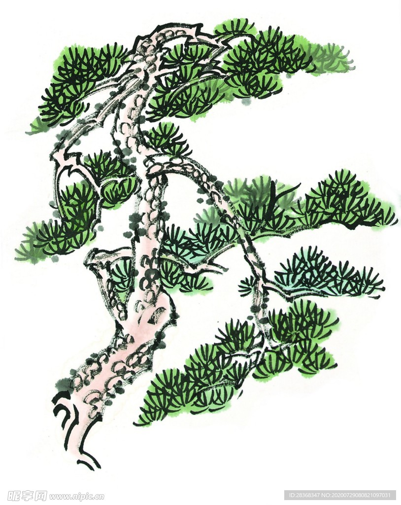 水墨松树