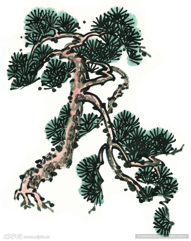 水墨松树