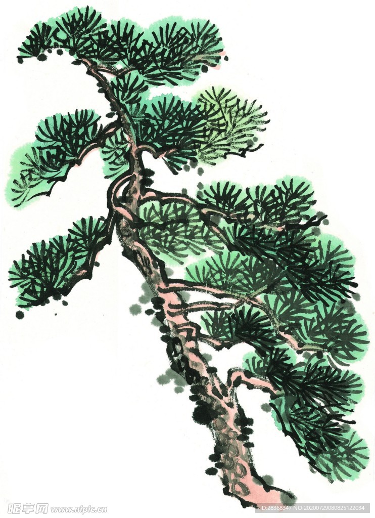 水墨松树