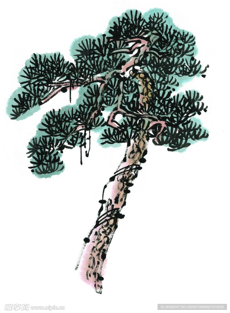 水墨松树