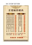 价格表