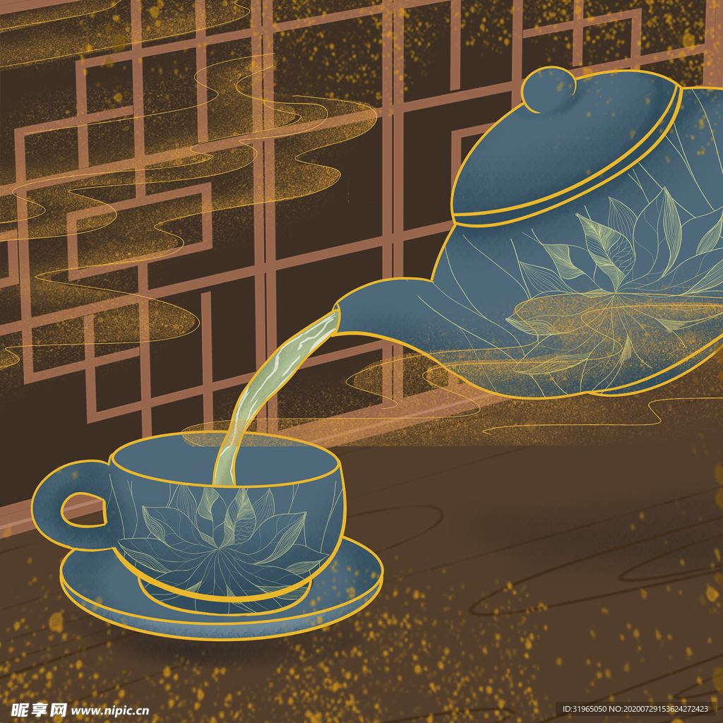 茶叶 意境 赏茶插画 系列插画