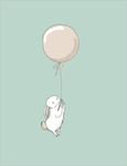 手绘插画兔子气球壁纸