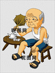 老爷爷手绘人物免抠元素