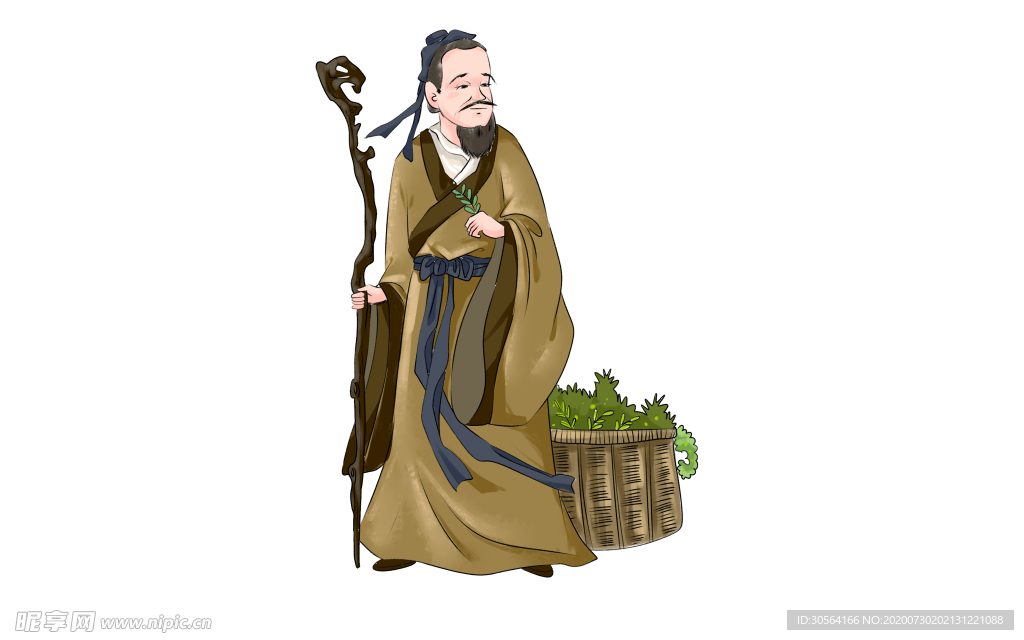 人物中医医学中药复古背景素材