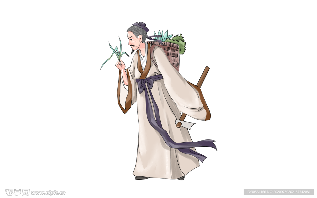 人物中医医学中药复古背景素材