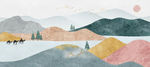 新中式莫兰迪色彩山水装饰画